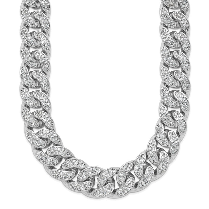 Sterlingsilber Schimmernd Sterlingsilber Rhodiniert Zirkonia 1300 Stein Panzer Glieder Halskette
