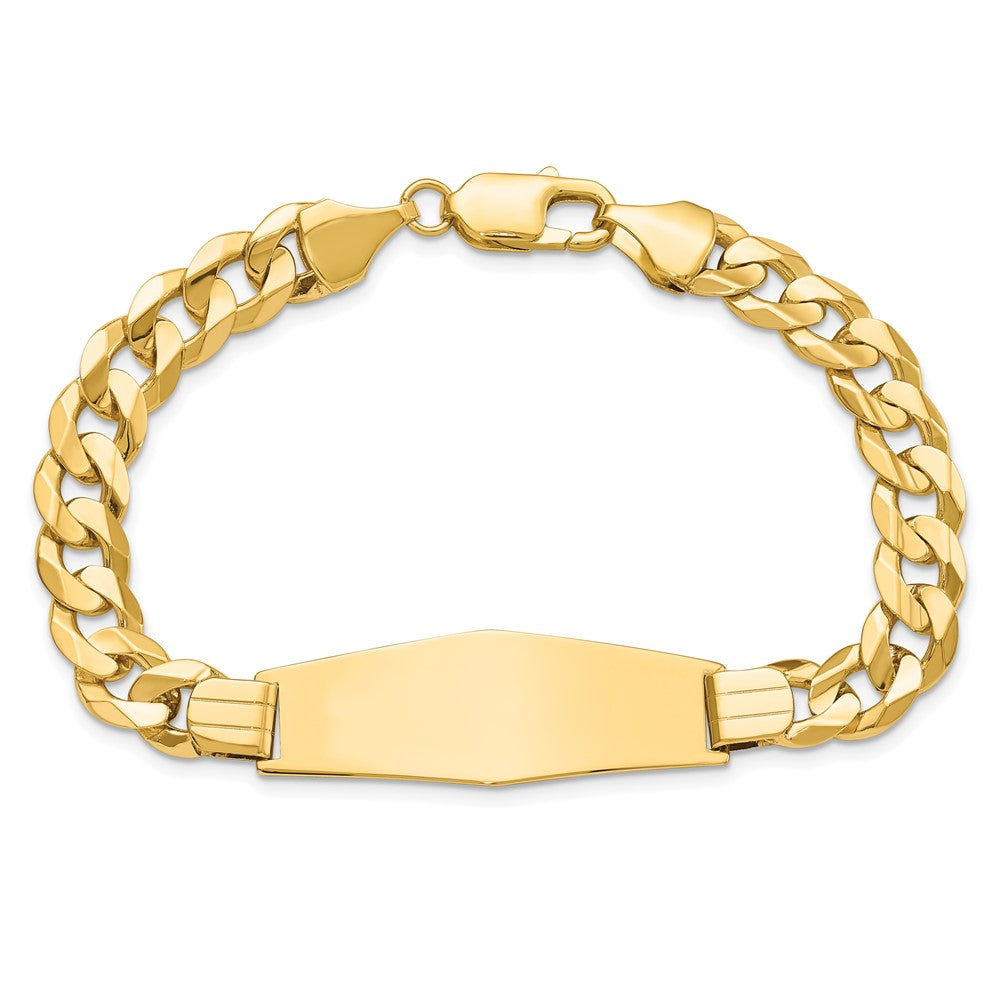 14K Gelbgold Poliert Massiv Kette/solid Platte Panzer Glieder Weich Diamant Form 37.5x12mm Platte 8 Zoll Id Armband