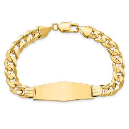 14K Gelbgold Poliert Massiv Kette/solid Platte Panzer Glieder Weich Diamant Form 37.5x12mm Platte 8 Zoll Id Armband