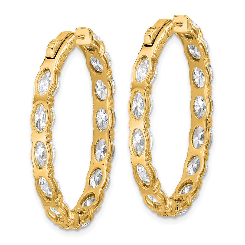 14K Gelbgold Zertifizierte Oval- und Rund-Diamant-Creolen Innen/Außen VS DEF