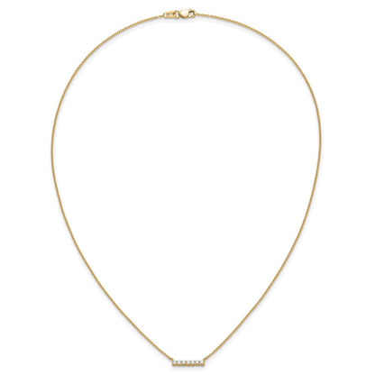 14K Gelbgold Poliert 1/4 Karat Diamant Stab 18 Zoll Halskette