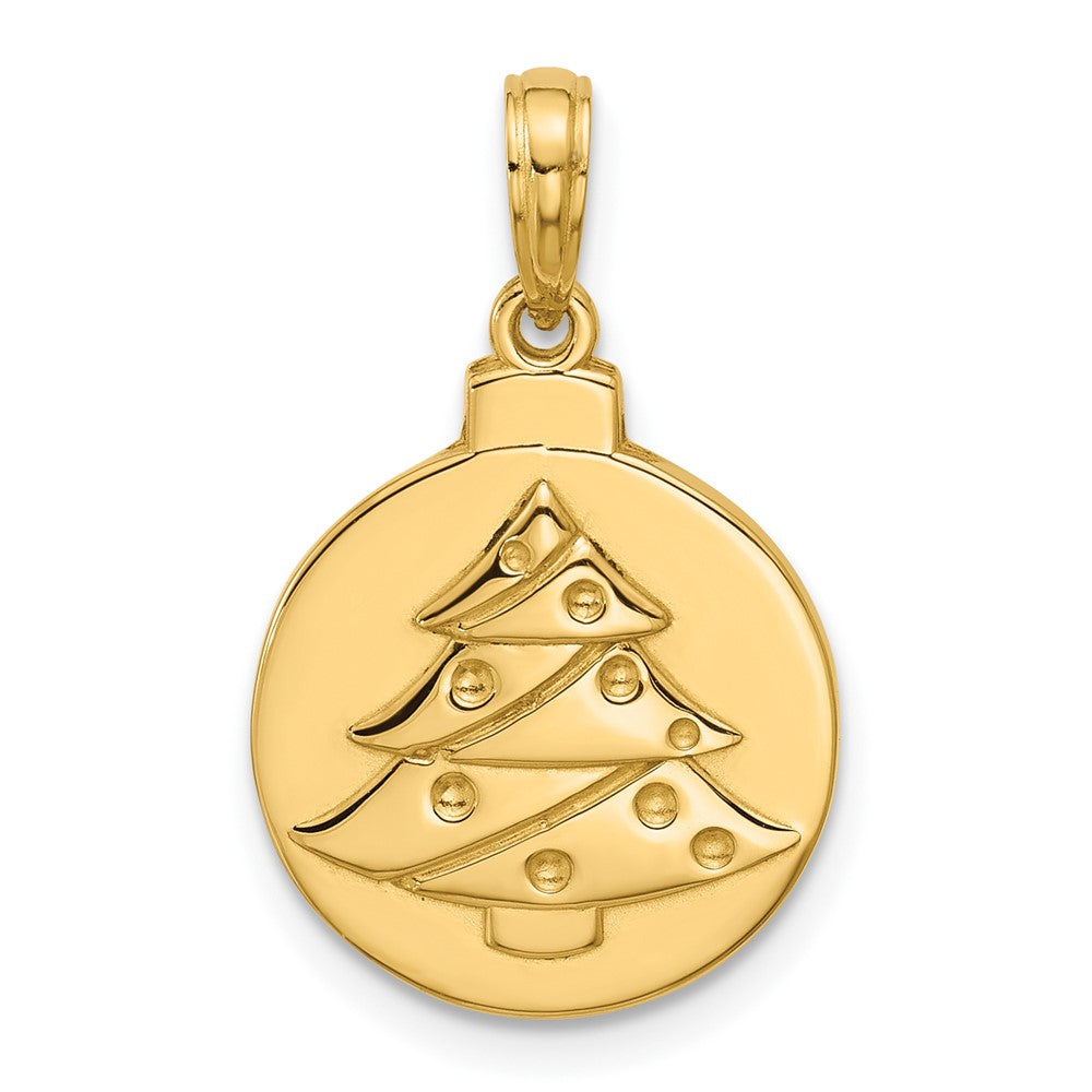 14K Gelbgold polierter Weihnachtsbaum-Ornament-Anhänger