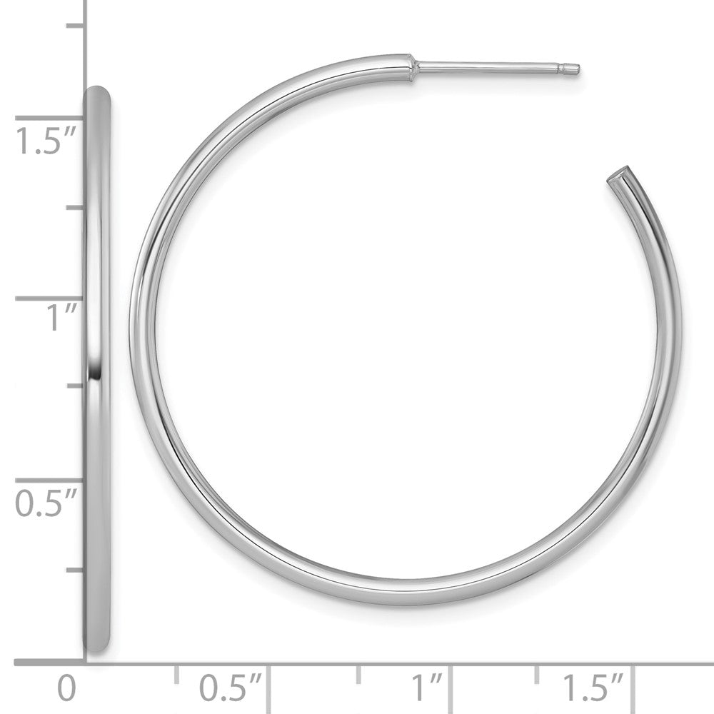 14K Weißgold Poliert 2.0 X 40mm Röhre C-hoop Ohrstecker