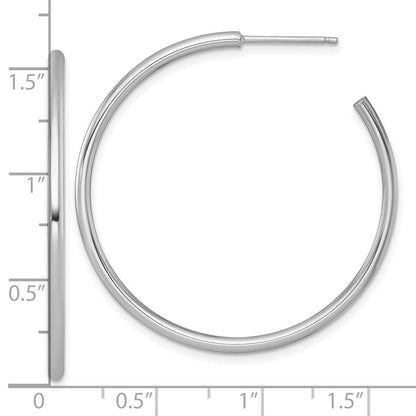 14K Weißgold Poliert 2.0 X 40mm Röhre C-hoop Ohrstecker