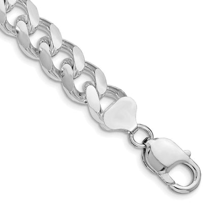 Sterlingsilber Rhodiniert 10.5mm Gewölbt mit Seite Diamantiert Panzer Gliederarmband