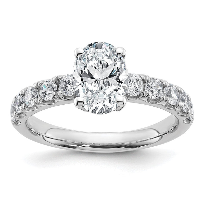 14K Weißgold Zertifiziert 3 3/4 Karat Im Labor Gezüchtet Diamant Vs+ F+ Oval Komplett Verlobungsring