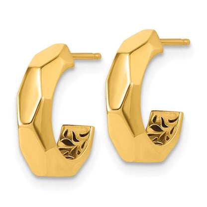 14K Gelbgold Poliert Hohl Geometric C-hoop Ohrstecker