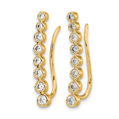 14K Gelbgold Diamant-Ear-Climber-Ohrringe mit abgestufter Zargenfassung, 0,375 ct
