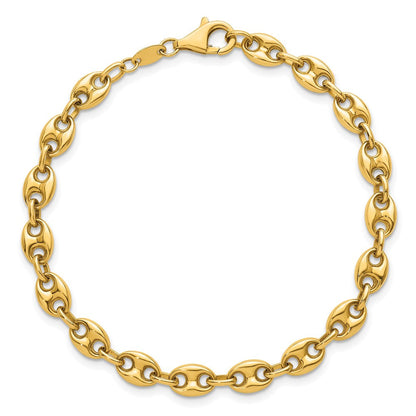 14K Gelbgold Poliert 5.6mm Gewölbt Anker/mariner Glieder Gliederarmband