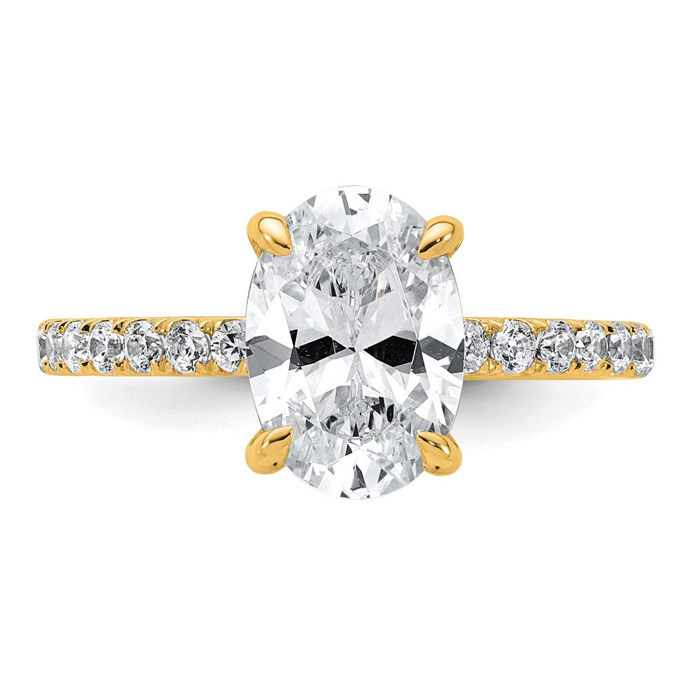 14K Gelbgold Verlobungsring mit 2,625 ct. zertifiziertem, im Labor gezüchtetem Diamanten VS+ F+, Oval, komplettem Solitär mit Flair