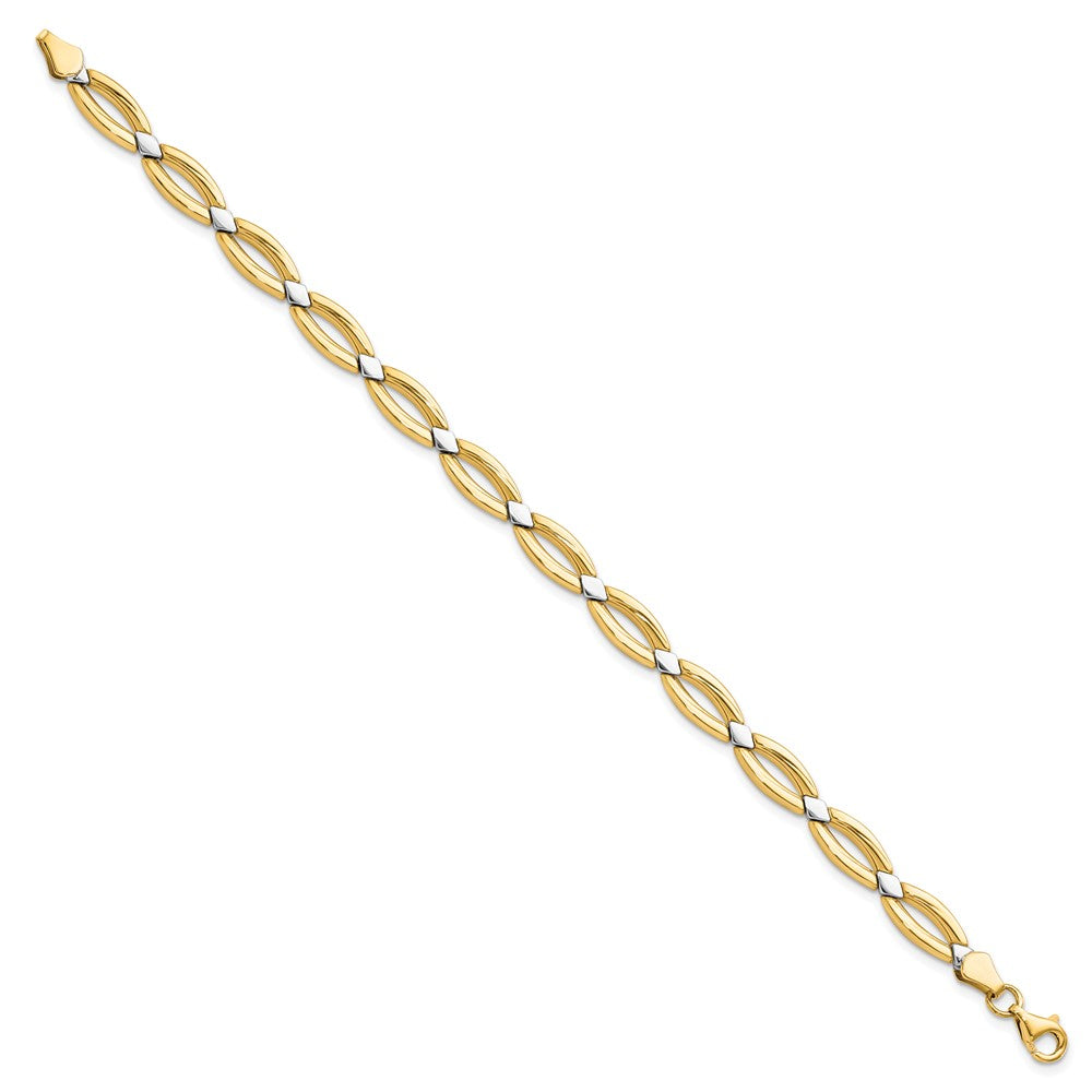 10K Gelbgold mit Rhodium Fantasieglieder Gliederarmband