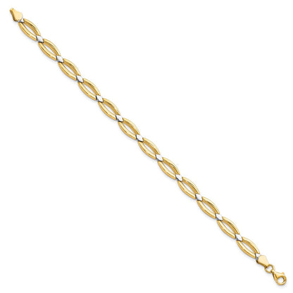 10K Gelbgold mit Rhodium Fantasieglieder Gliederarmband