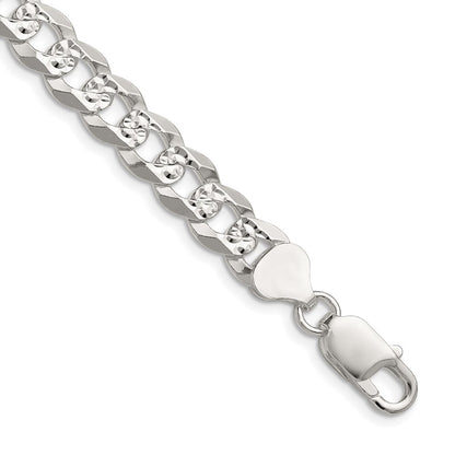 Sterlingsilber 8.25mm Flach Diamantiert Pavé Panzer 24 Zoll Kette