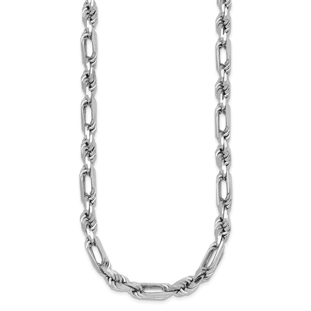 Sterlingsilber Rhodiniert Poliert 7.00mm Figaro Kordel Kette 19.75 Zoll Halskette