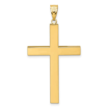 14K Gelbgold Polierter Hohler Lateinischer Kreuz-Anhänger