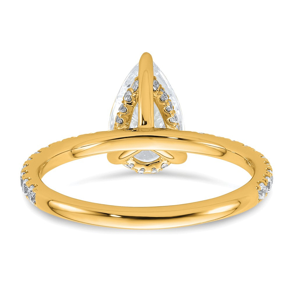 14K Gelbgold Verlobungsring mit 2K zertifiziertem, im Labor gezüchtetem Diamant VS/SI+ G+, Birnenschliff, Solitär komplett mit Flair