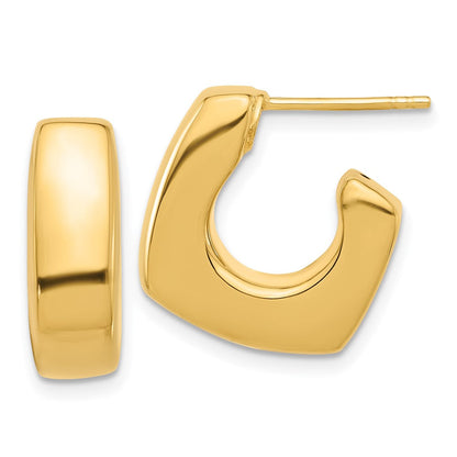 14K Gelbgold Poliert Quadratisch J-hoop Ohrstecker