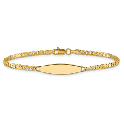 14K Gelbgold Poliert Massiv Kette/solid Platte Panzer Glieder 36x5.1mm Platte Id Armband