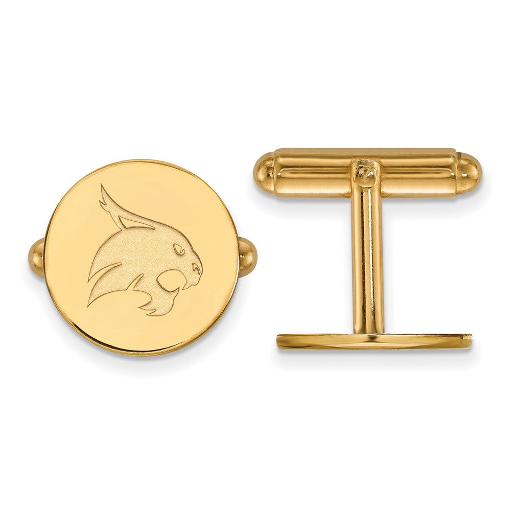 14K Gelbgold Gold Logoart Texas State University Bobcat Manschette Knöpfe
