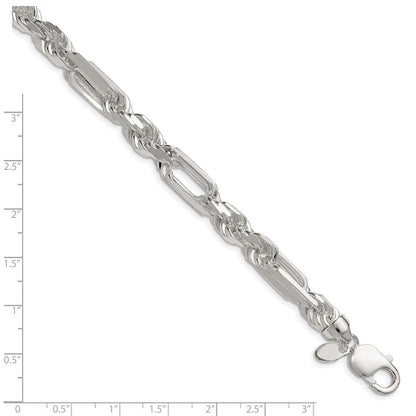 Sterlingsilber 8mm Diamantiert Figarope Kette