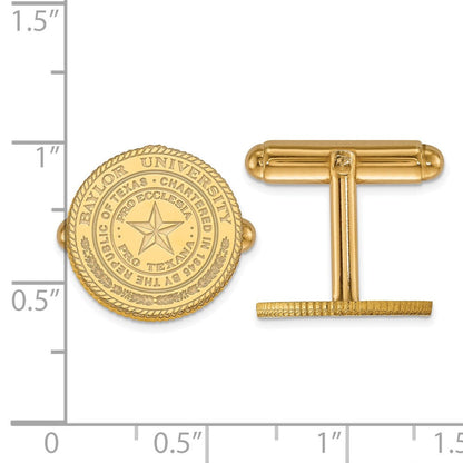 14K Gelbgold Gold Logoart Baylor University Wappen Manschette Knöpfe