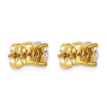 14K Gelbgold Ohrstecker mit 2K zertifizierten laborgezüchteten Diamanten, VS+ F+, rund, komplette Vier-Krappen-Fassung, leichtgewichtig