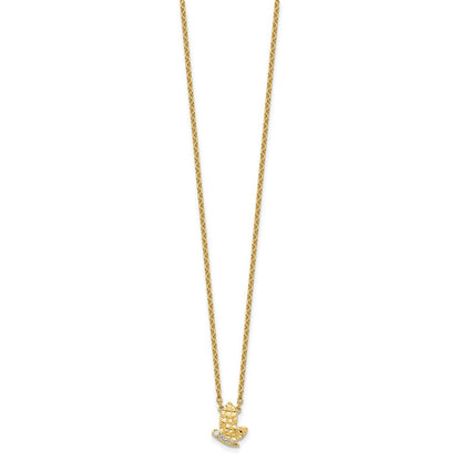 14K Gelbgold Poliert und Gehämmert 1/20 Karat Diamant Schmetterling 18 Zoll Halskette