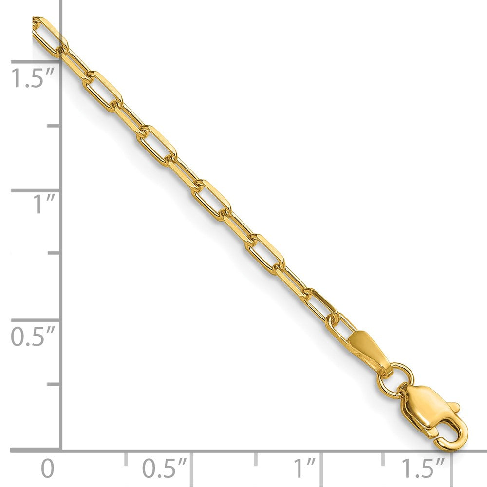 14K Gelbgold 2.1mm Massiv Abgeschrägt Büroklammer Gliederarmband