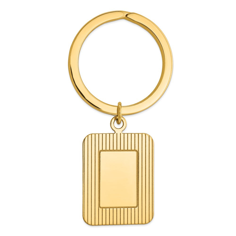 14K Gelbgold Strukturiert Rechteck Plättchen Key Ring