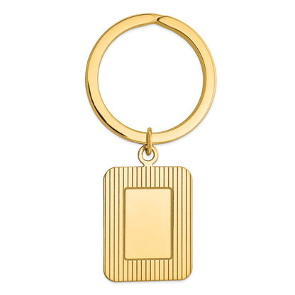 14K Gelbgold Strukturiert Rechteck Plättchen Key Ring