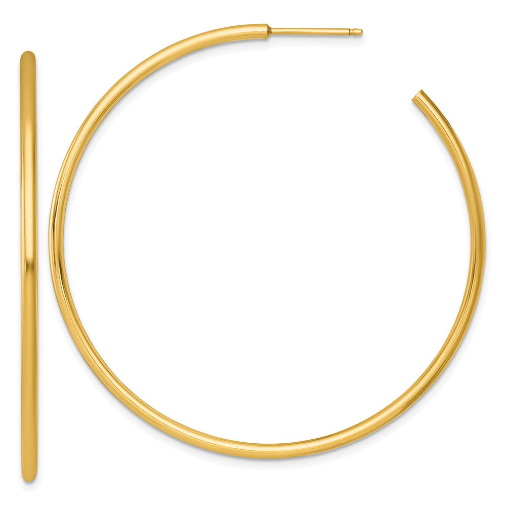 14K Gelbgold Poliert 2.0 X 55mm Röhre C-hoop Ohrstecker