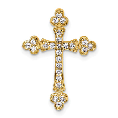 14K Gelbgold 1/3 Karat Diamant Knospend Kreuz Kette Anhänger