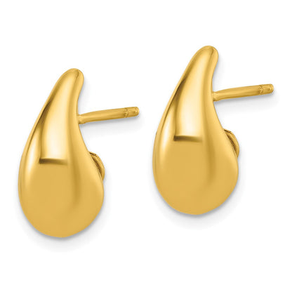14K Gelbgold Poliert 3d Gebogen Gewölbt Tropfen Ohrstecker