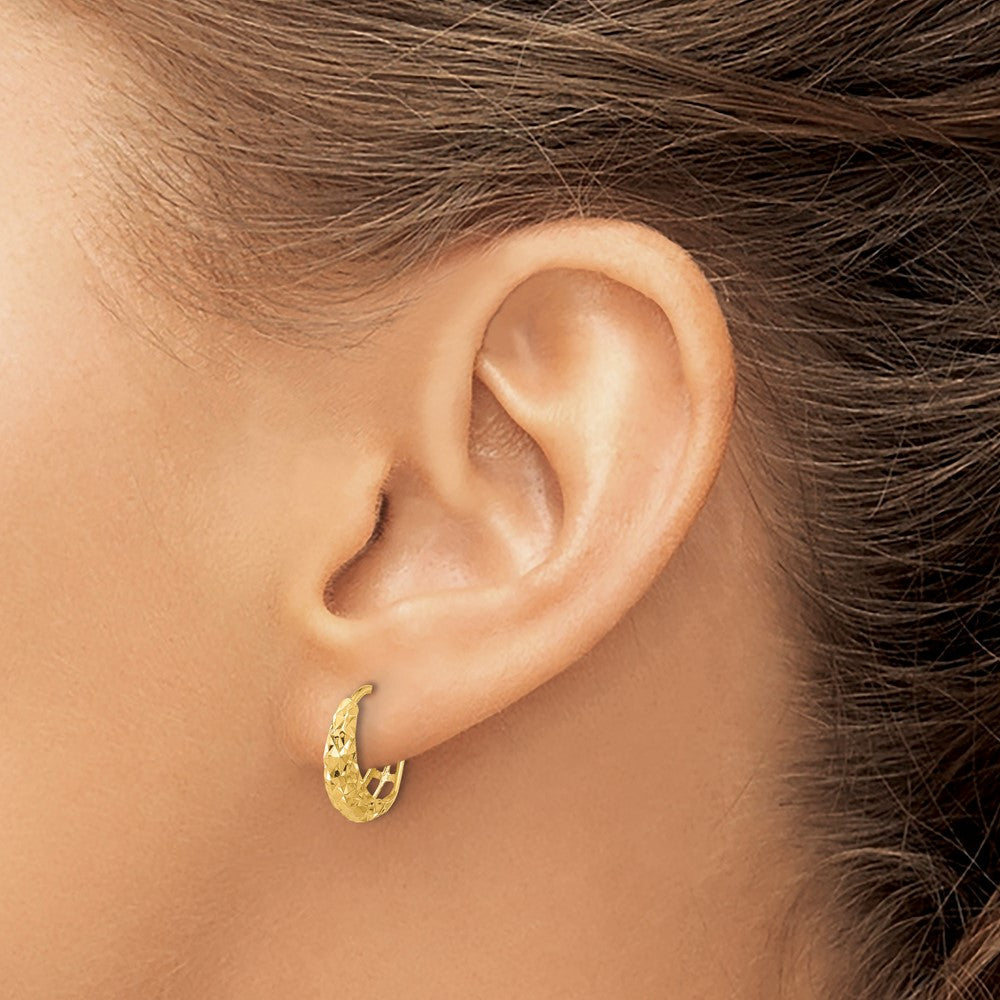 14K Gelbgold Poliert Diamantiert Creolen