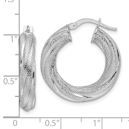 14K Weißgold 4.7mm Strukturiert Gedreht Rund Creolen