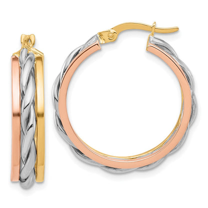 14K Tricolor Gold Tricolor Poliert Creolen