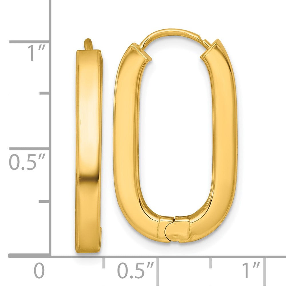 14K Gelbgold Poliert 3.25mm Oval Quadratisch Röhre Klappbar Creolen