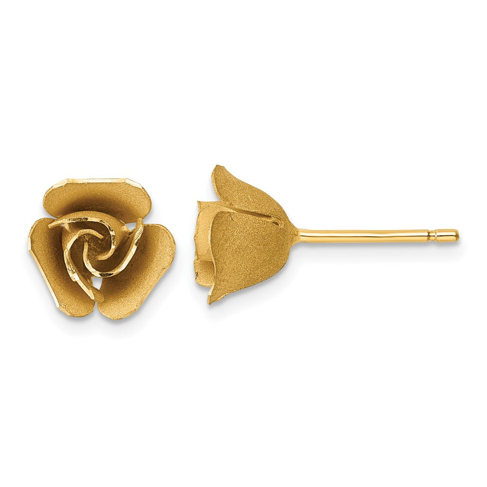 14K Gelbgold Gebürstet Blume Ohrstecker