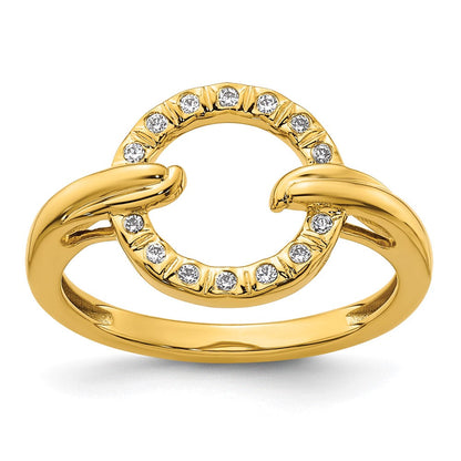 14K Gelbgold Polierter Diamant Offener Kreis Fashion-Ring