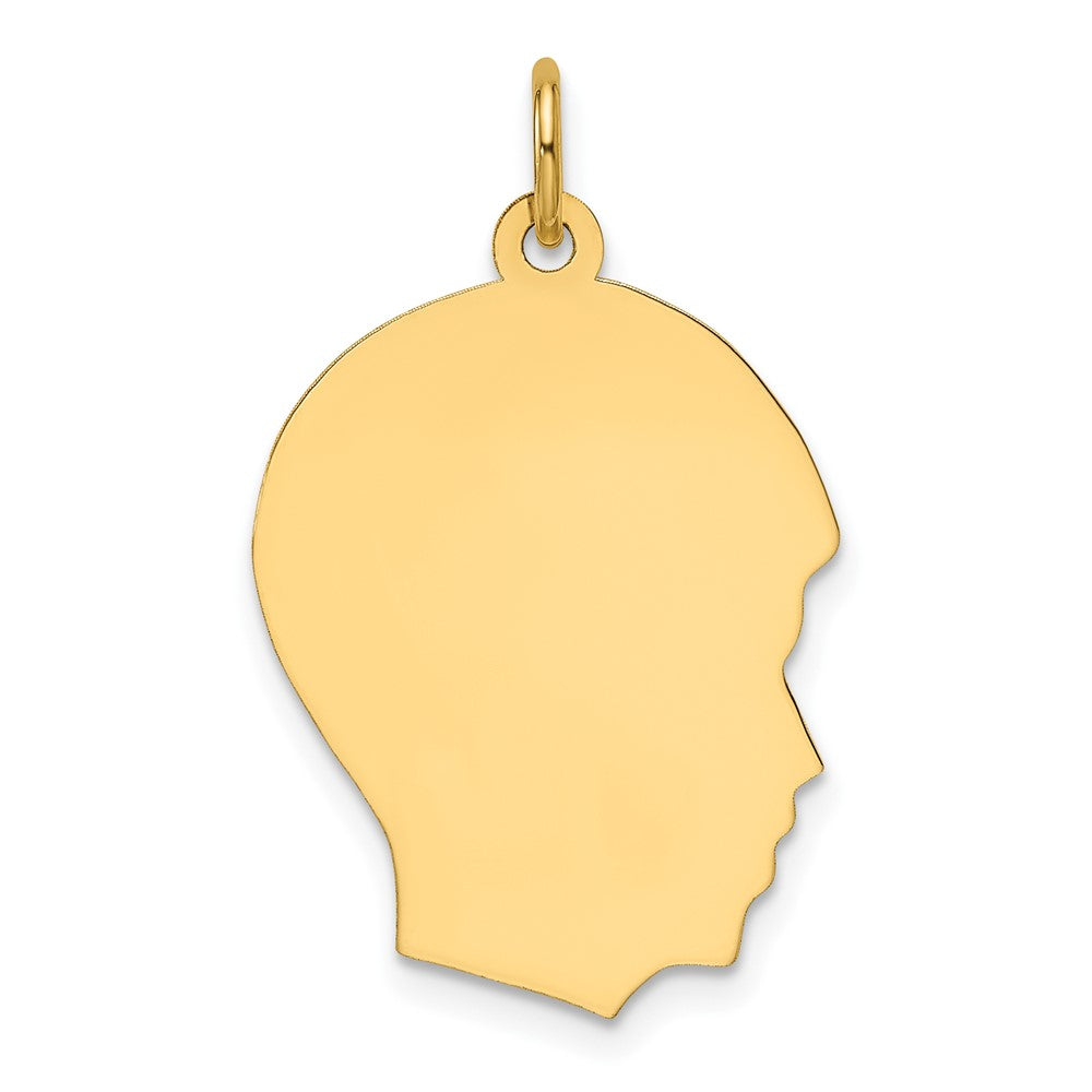 14K Gelbgold Schlicht Mittel Zugewandt Right Gravierbar Junge Kopf Charm