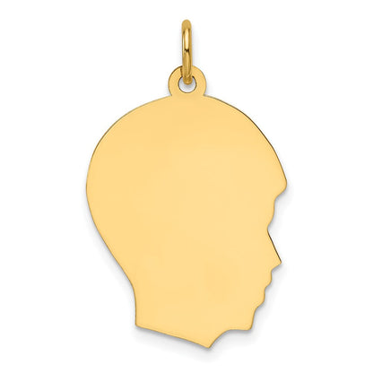 14K Gelbgold Schlicht Mittel Zugewandt Right Gravierbar Junge Kopf Charm
