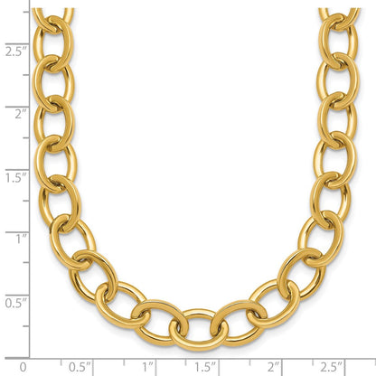 14K Gelbgold Poliert 9mm Rund Ankerkette Kette 18 Zoll Halskette