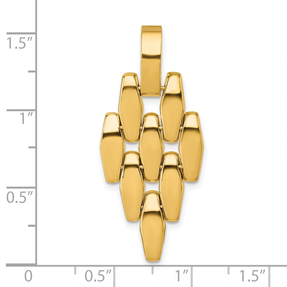 14K Gelbgold Poliert Fantasieglieder Geometric Hängend Anhänger