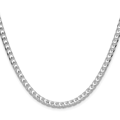 Sterlingsilber Rhodiniert 4.7mm Diamantiert Quadratisch Franco 30 Zoll Kette