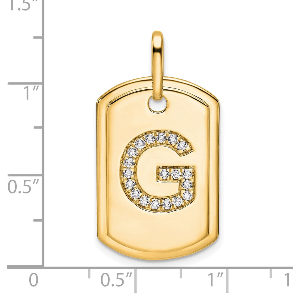 14K Gelbgold Diamant-Hundemarken-Charm mit Buchstabe G