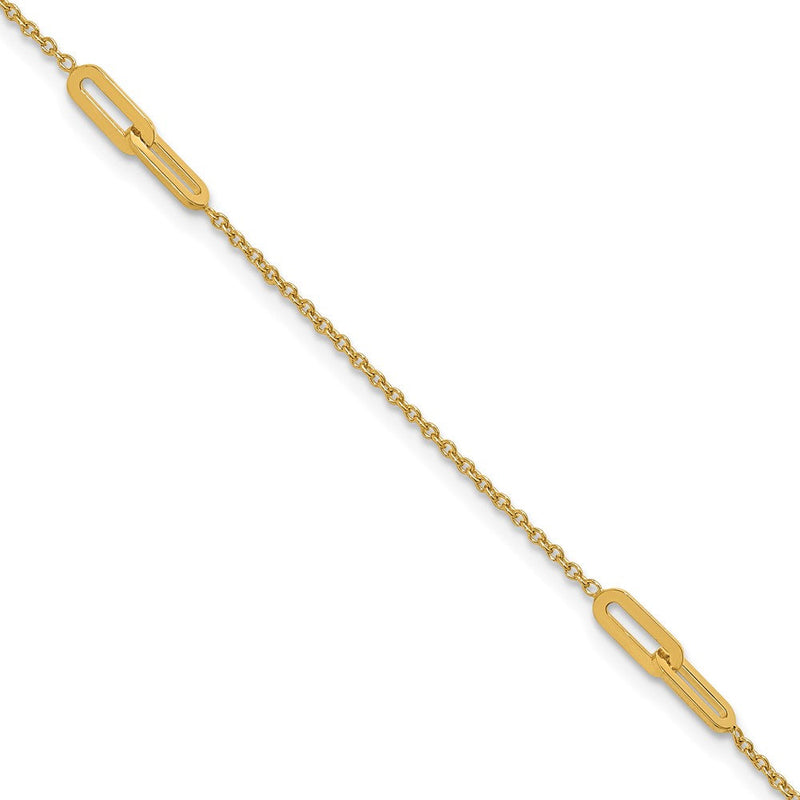 10K Gelbgold Glieder 3-station 10 Zoll Plus 1 Zoll Verlängerung - Total 11 Zoll Fußkettchen