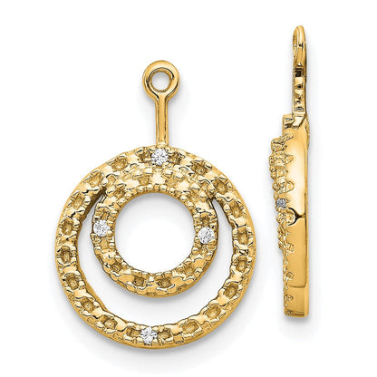 14K Gelbgold Ohrring-Jackets mit doppeltem Kreis-Diamantbesatz