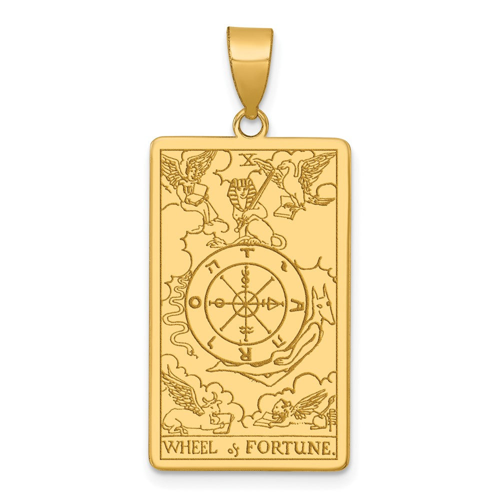 14K Gelbgold Rad Of Fortune Tarot Card Anhänger