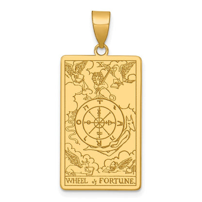 14K Gelbgold Rad Of Fortune Tarot Card Anhänger