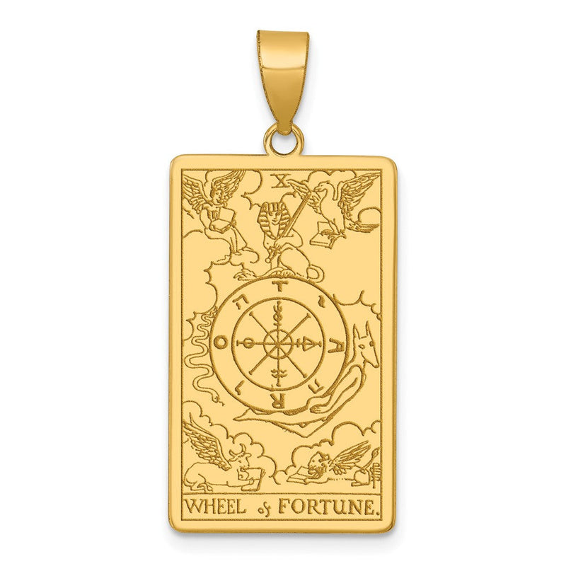 14K Gelbgold Rad Of Fortune Tarot Card Anhänger